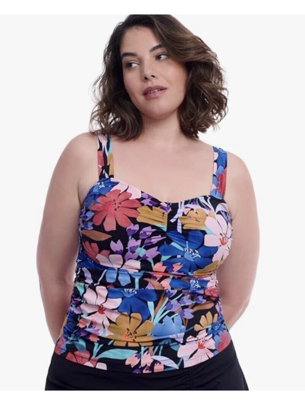Profile by Gottex Melody Floral Print  D Cup Tankini Top Size 36D NWT $110